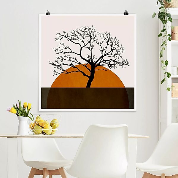 Poster Sonne mit Baum günstig online kaufen