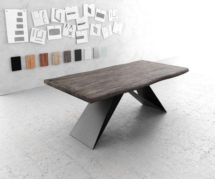 DELIFE Esstisch Edge, Akazie Platin 200x100 günstig online kaufen
