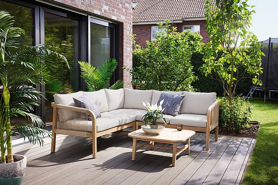 Primaster Gartenlounge-Set Primaster Gartenmöbel-Set Leros Holz, günstig online kaufen