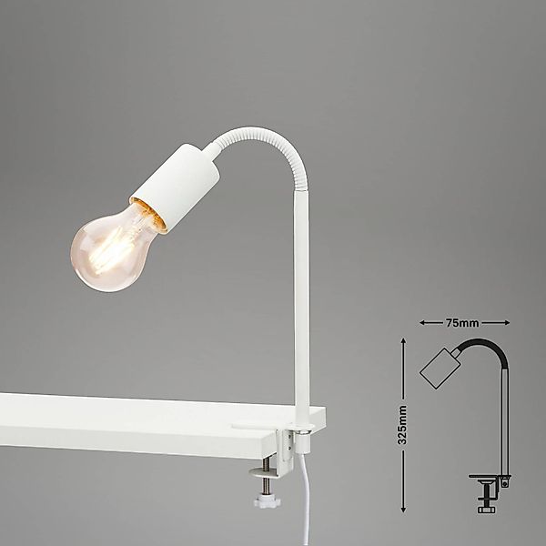 Klemmleuchte Krampo Retro, mit Flexarm, weiß günstig online kaufen