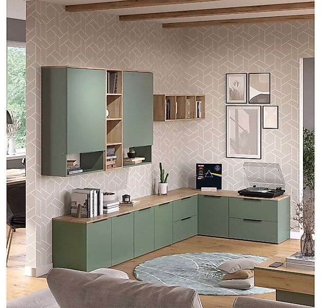 Vicco Wohnwand Wido, Grün/Sonoma, 9 Teile, (9-St) günstig online kaufen