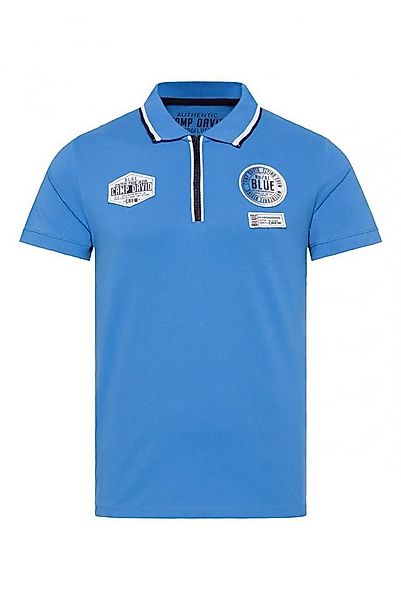 CAMP DAVID Poloshirt aus Pikee mit Zipper und Patches pacific blue günstig online kaufen
