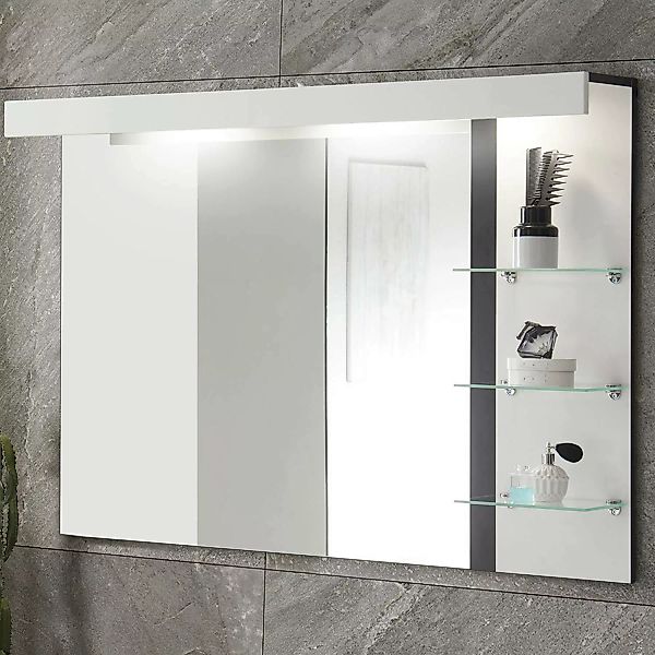Beleuchteter Badspiegel mit seitlicher Ablage CHARLESTON-61 in weiß mit Abs günstig online kaufen
