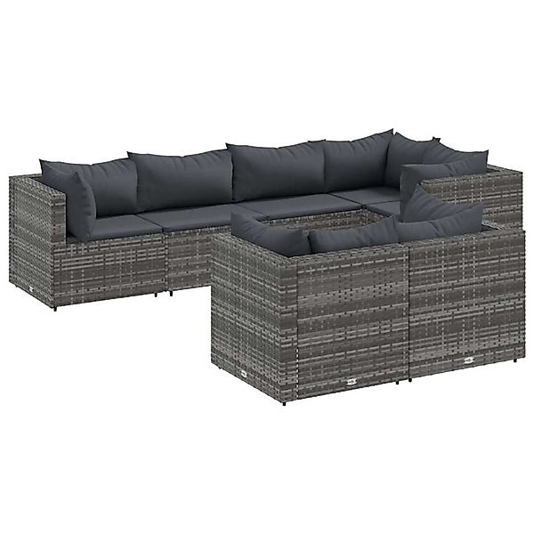 vidaXL 7-tlg Garten-Lounge-Set mit Kissen Grau Poly Rattan Modell 88 günstig online kaufen