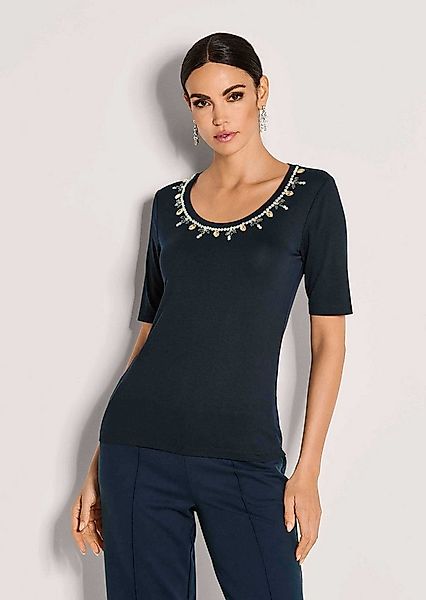 MADELEINE Kurzarmshirt Elegantes Oberteil mit Schmucksteinen Rundhals, funk günstig online kaufen