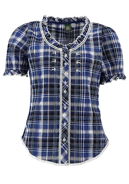 OS Trachten Trachtenbluse Smussu Damen Kurzarmbluse mit Kräuselärmel günstig online kaufen