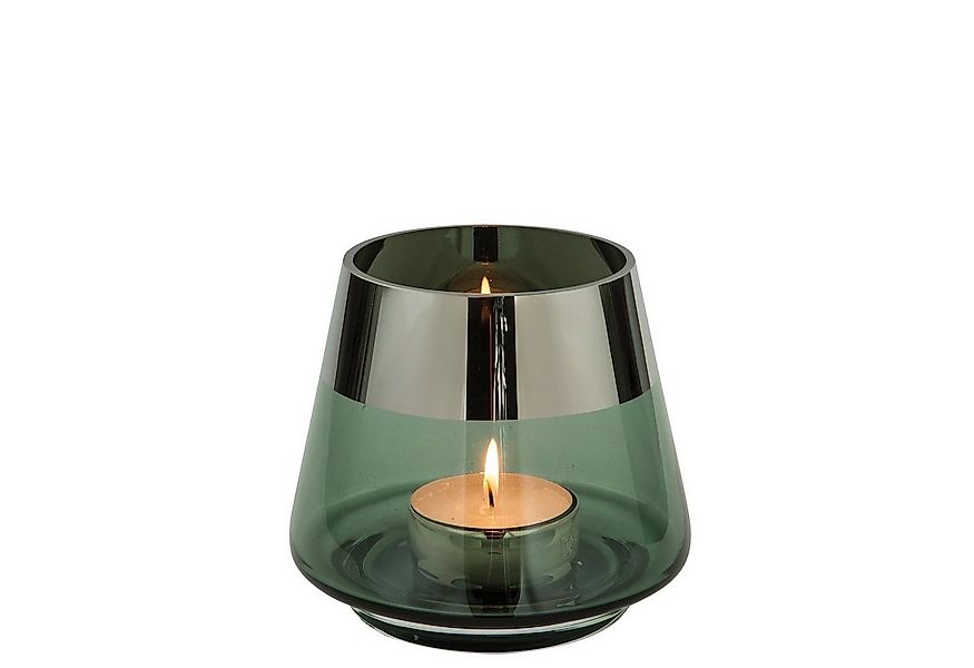 Fink Teelichthalter JONA Teelichthalter - H.13cm x D.15cm - Glas - dunkelgr günstig online kaufen