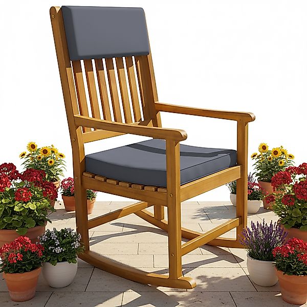 Schaukelstuhl Akazienholz 107x54x77cm günstig online kaufen