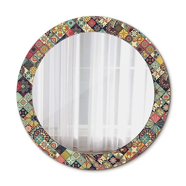 Tulup Spiegel mit Aufdruck Patchwork Fliesen 70x70 cm Runder Spiegel mit De günstig online kaufen