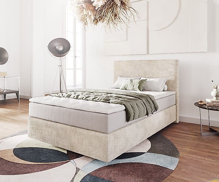 DELIFE Boxspringbett Dream-Well, Cord Beige 120x200 günstig online kaufen