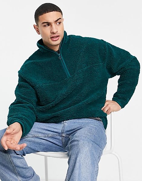 ASOS DESIGN – Oversize-Trainings-Sweatshirt mit kurzem Reißverschluss aus g günstig online kaufen