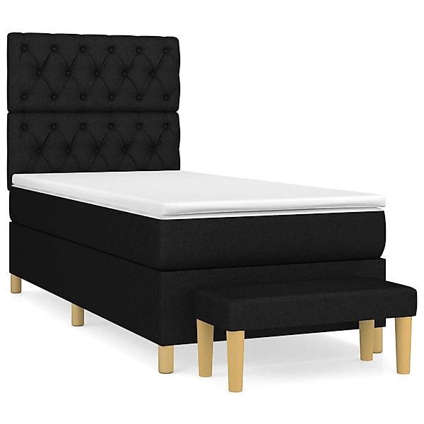 vidaXL Boxspringbett Boxspringbett mit Matratze Schwarz 90x200 cm Stoff Bet günstig online kaufen