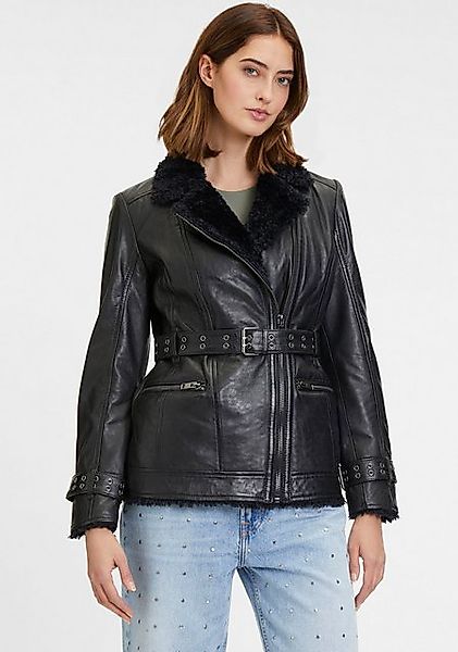 Mauritius Lederjacke G2WDeba SF mit Fellimitat, Gürtel, asymetrischer Reißv günstig online kaufen