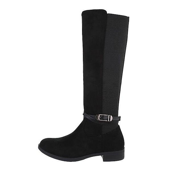 Ital-Design Damen Freizeit Stiefel Blockabsatz Flache Stiefel in Schwarz günstig online kaufen