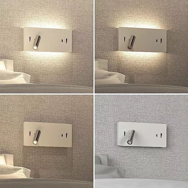Lucande LED-Wandlampe Kimo, eckig, weiß, Alu, USB-Anschluss günstig online kaufen