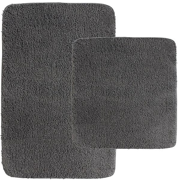 NYVI Badematte Badematten Set 2 teilig NYVISpa Lasalle Grau Badezimmerteppi günstig online kaufen