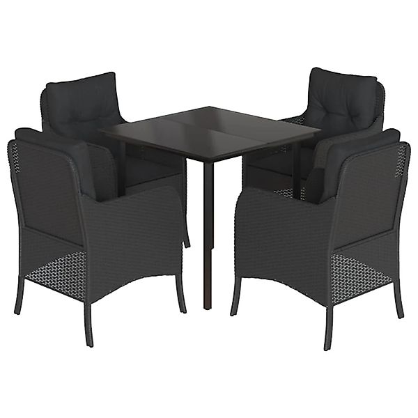 vidaXL 5-Tlg Garten-Essgruppe mit Kissen Schwarz Poly Rattan 3211928 günstig online kaufen