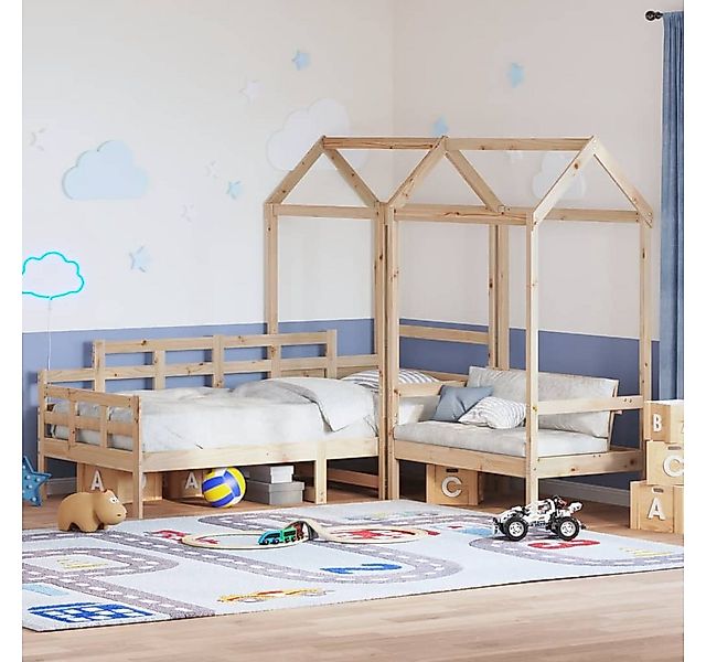 vidaXL Bett, Tagesbett und Bank mit Dach 90x200 cm Kiefernholz günstig online kaufen
