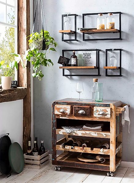SIT Küchenwagen "Fridge", aus recyceltem Altholz, Shabby Chic, Vintage günstig online kaufen