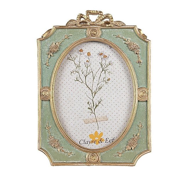 Clayre & Eef Bilderrahmen Prunkvoller Bilderrahmen grün-gold mit Rosen & Sc günstig online kaufen