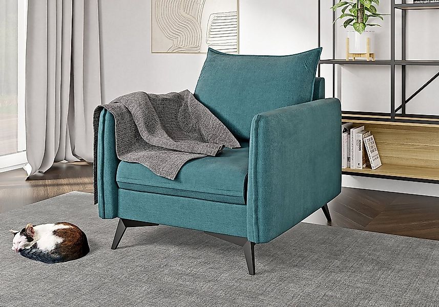 S-Style Möbel Sessel Azalea mit Schwarz Metall Füßen aus Luxusmikrofaser, m günstig online kaufen