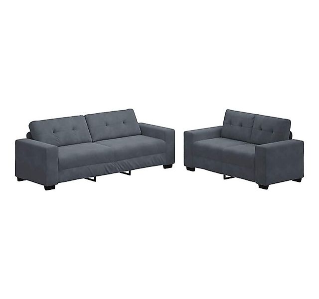 vidaXL Sofa 2-teiliges Sofa-Set mit Kissen, dunkelgrauer Samt günstig online kaufen