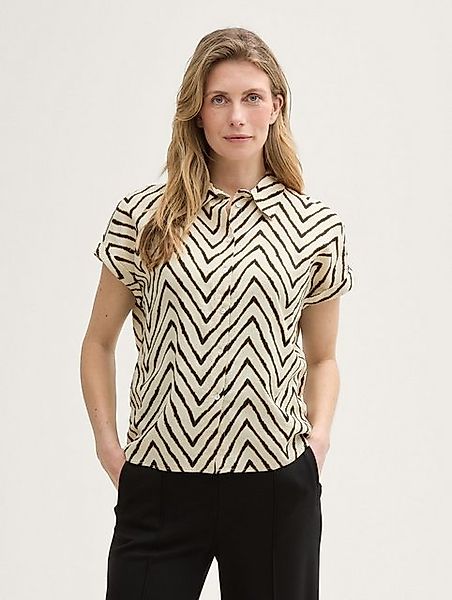 TOM TAILOR Kurzarmbluse Loose Fit Bluse mit Leinenanteil günstig online kaufen