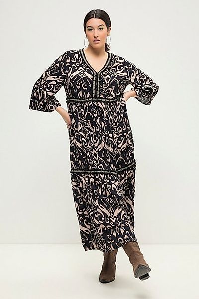 Studio Untold Jerseykleid Maxikleid Black&White Print Ziertapes V-Ausschnit günstig online kaufen
