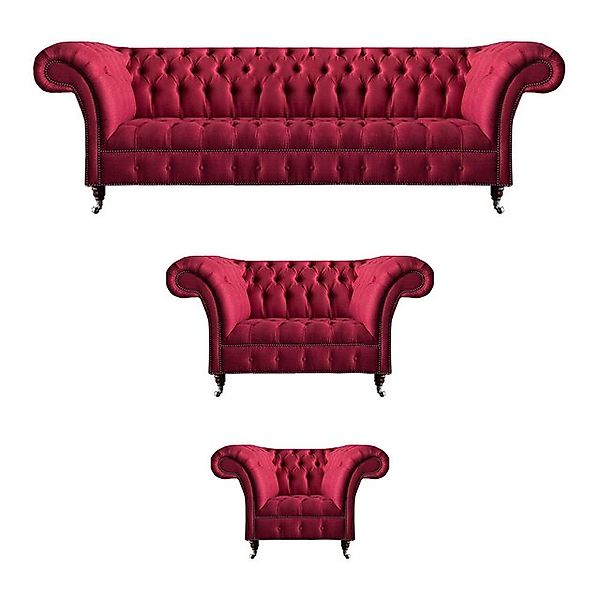 JVmoebel Sofa Wohnzimmer Rosa Chesterfield Polster Sitzgarnitur Luxuriöser günstig online kaufen
