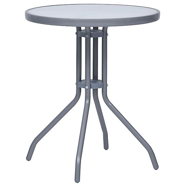 vidaXL Gartentisch Hellgrau 60 cm Stahl und Glas 312213 günstig online kaufen