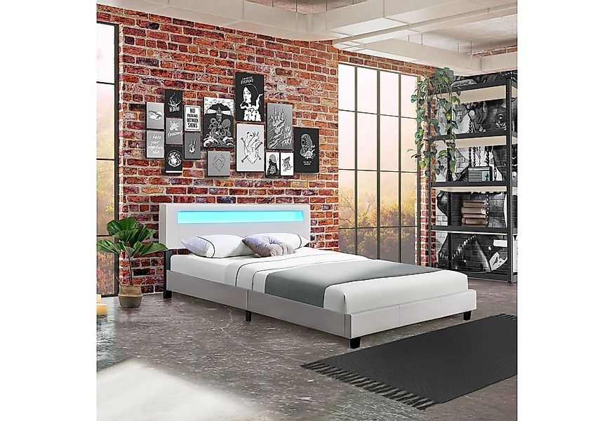 Juskys Polsterbett Paris, 160x200 cm, RGB-LED, Kunstleder, weiches Kopfteil günstig online kaufen