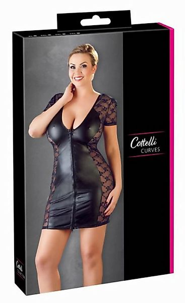 Cottelli CURVES Minikleid Kleid 2-Wege Reißverschluss schwarz sexy 4XL (1-t günstig online kaufen