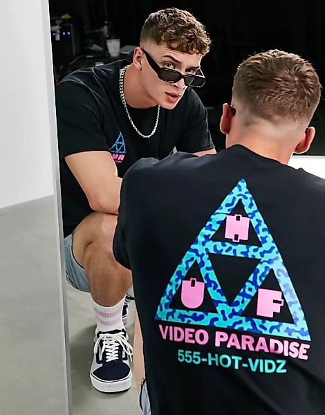 HUF – T-Shirt mit „Video Paradise“-Rückenprint in Schwarz günstig online kaufen