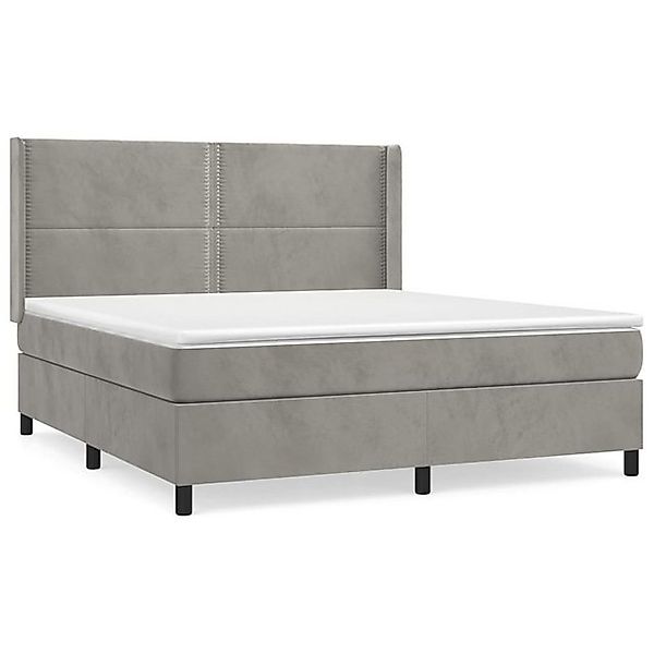 vidaXL Boxspringbett, Boxbett mit Matratze Hellgrau 180x200 cm Samt günstig online kaufen