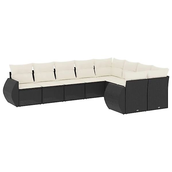 vidaXL 9-Tlg Garten-Sofagarnitur mit Kissen Schwarz Poly Rattan 3221835 günstig online kaufen