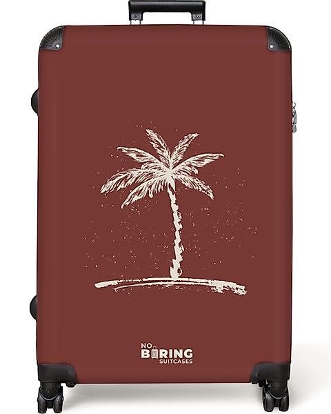 NoBoringSuitcases.com© Hartschalen-Trolley Rot mit weißer Palme günstig online kaufen