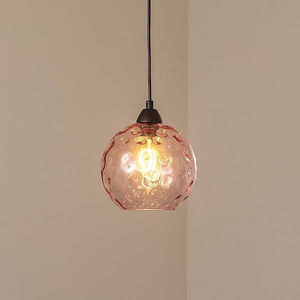 Pendelleuchte Benek, pink, Glas, Ø 20 cm, E27 günstig online kaufen