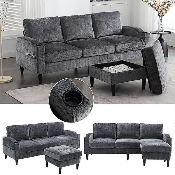 LVHOM Loungesofa mit Hocker & Stauraum, günstig online kaufen