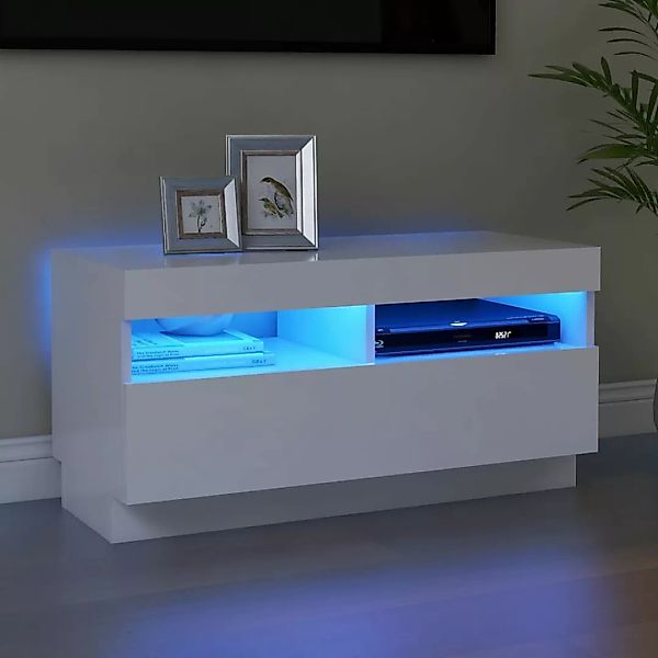 Tv-schrank Mit Led-leuchten Weiß 80x35x40 Cm günstig online kaufen
