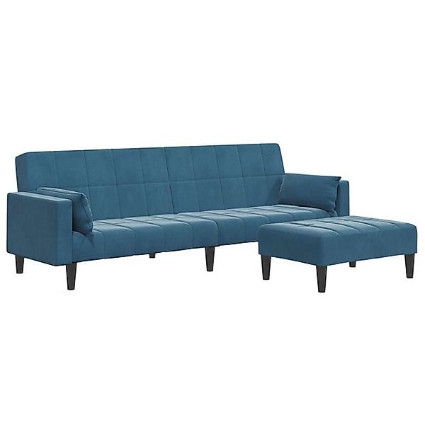 vidaXL Sofa Schlafsofa 2-Sitzer mit Fußhocker Blau Samt günstig online kaufen