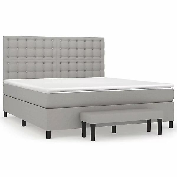 vidaXL Boxspringbett Boxspringbett mit Matratze Hellgrau 180x200 cm Stoff B günstig online kaufen