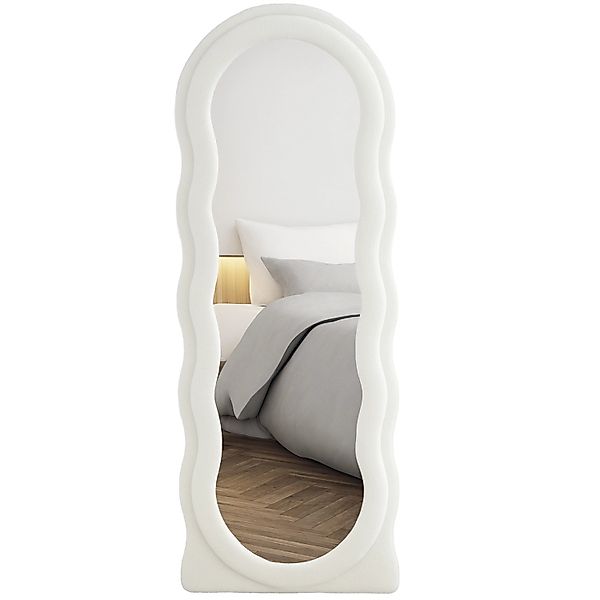 HOMCOM Ganzkörperspiegel Glas Polyester 60L x 4B x 160H cm Weiß günstig online kaufen