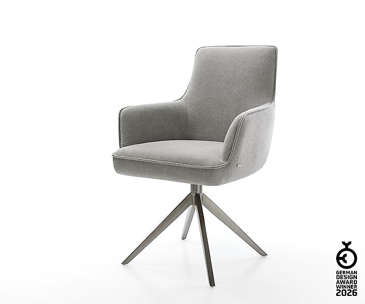 Drehstuhl Heira-Flex mit Armlehnen Strukturstoff Soft Grau Kreuzgestell bre günstig online kaufen