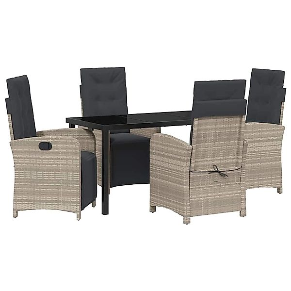 vidaXL Garten Essgruppe 5-Tlg Hellgrau Poly Rattan 3380346 günstig online kaufen
