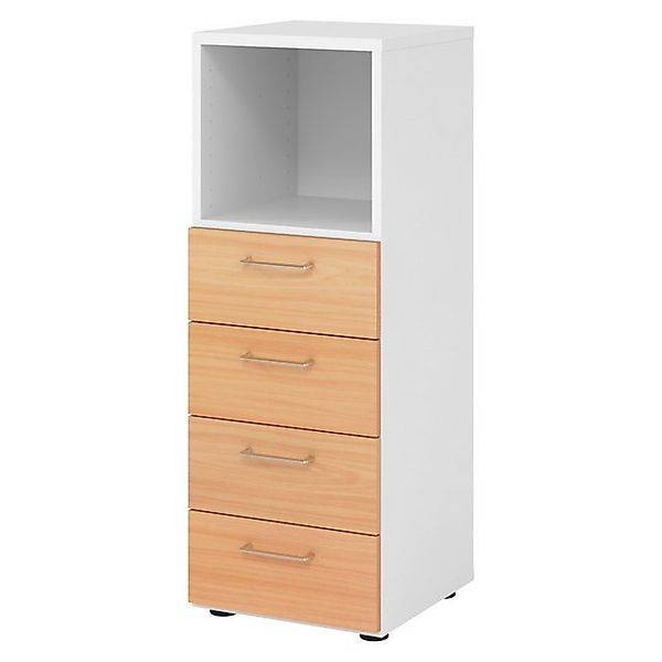 bümö Aktenschrank smart Schubladen Kombi - 4 Schübe Dekor: Weiß/Buche günstig online kaufen
