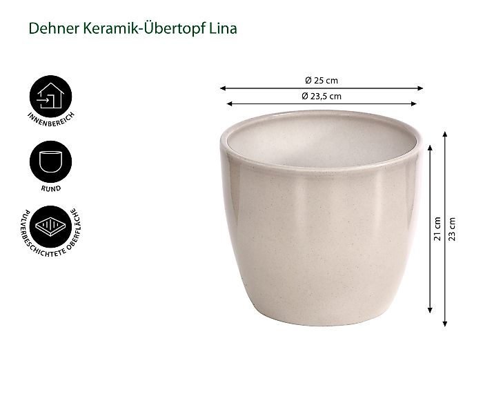 Dehner Übertopf Lina, Ø 22 - günstig online kaufen