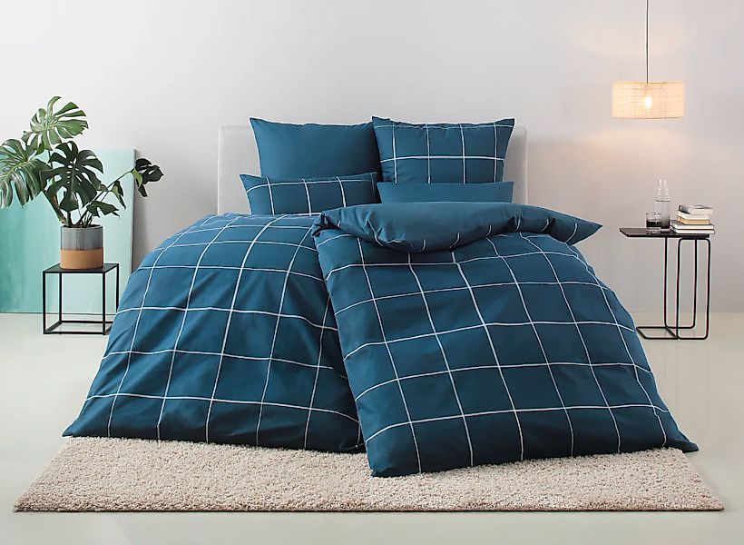 OTTO home Bettwäsche "Nature" 2 Stk. Bettwäsche in unregelmäßigem Karo-Must günstig online kaufen