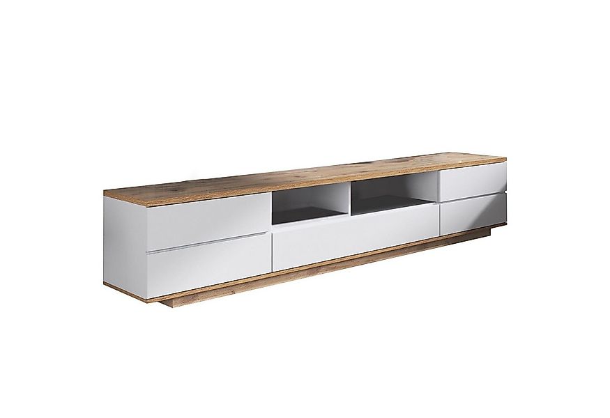 autolock Lowboard TV-Schrank in weißer Ausführung mit Holzmaserung (180 L x günstig online kaufen