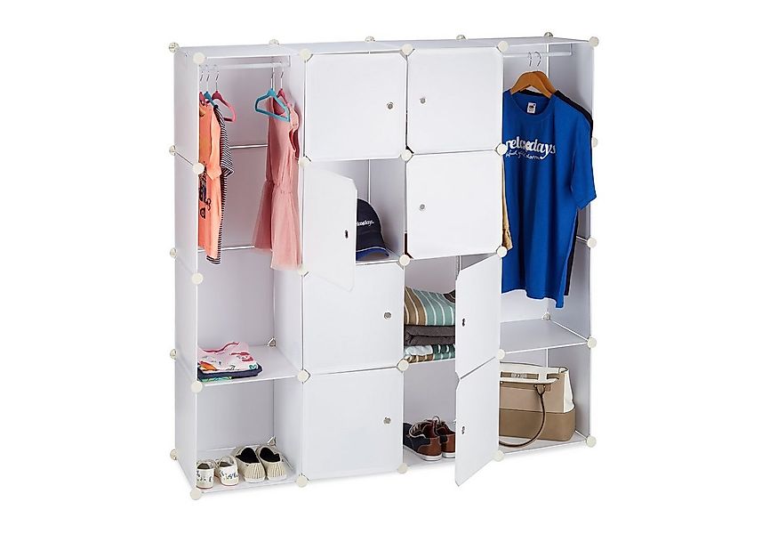 relaxdays Kleiderschrank Stecksystem 12 Fäch weiß günstig online kaufen
