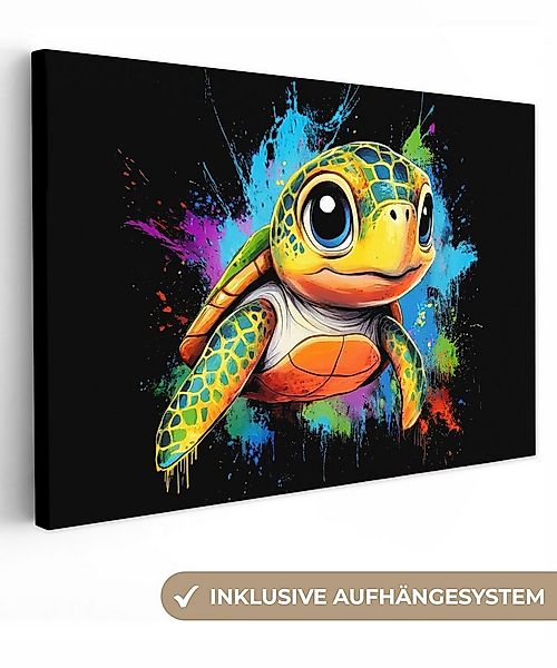 OneMillionCanvasses® Leinwandbild Graffiti - Tiere - Schildkröte - Farbenfr günstig online kaufen